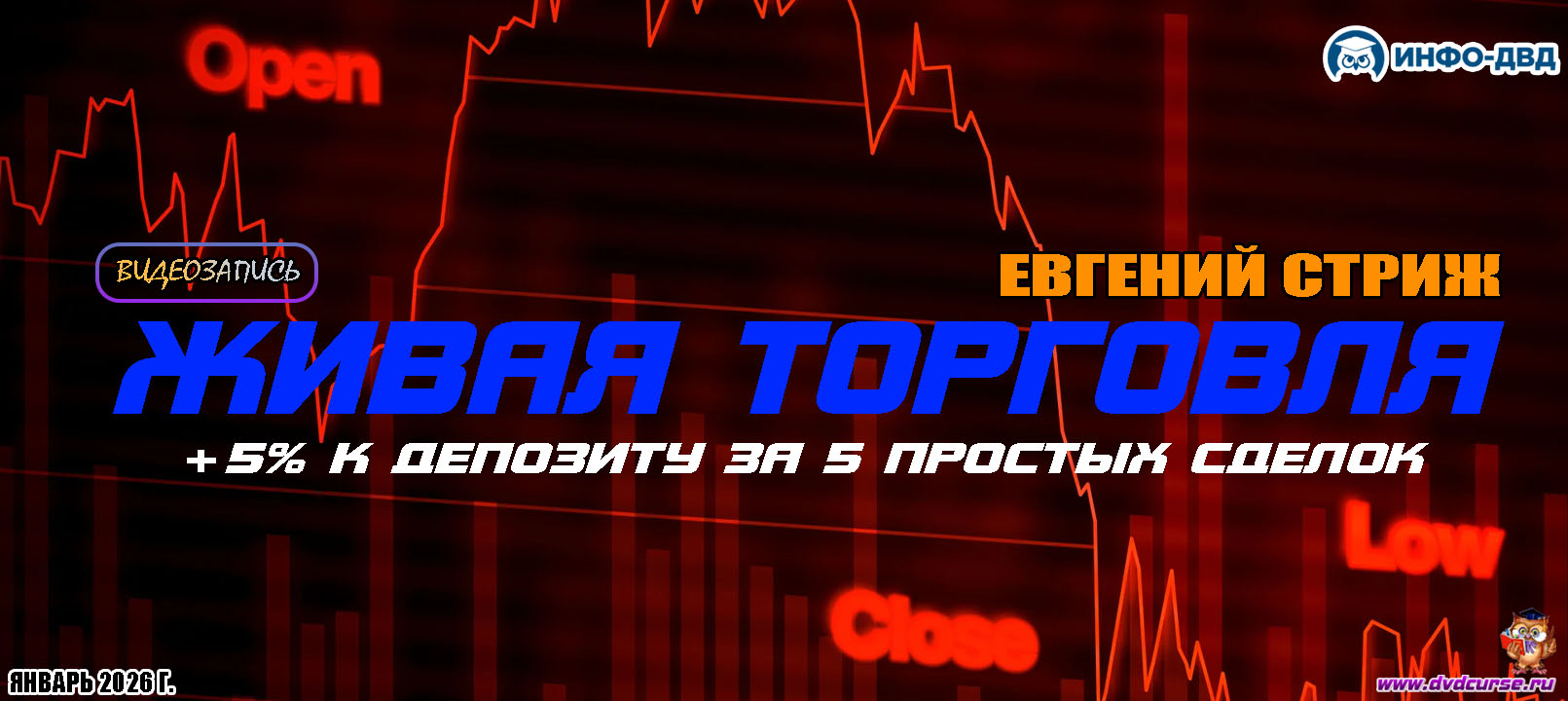 Видеозапись ForexScalper. Живая торговля: +5% к депозиту за 5 простых сделок - Евгений Стриж, Издательство Info-DVD