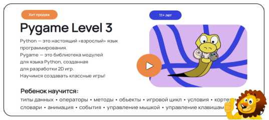 Онлайн - урок "Pygame для детей 11+ лет" - Никита Гуртовцев Онлайн - урок