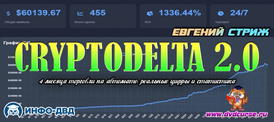Видеозапись CryptoDelta 2.0. 4 месяца торговли на автомате: реальные цифры и статистика - Евгений Стриж, Издательство Info-DVD Видеозапись CryptoDelta 2.0. 4 месяца торговли на автомате: реальные цифры и статистика - Евгений Стриж, Издательство Info-DVD