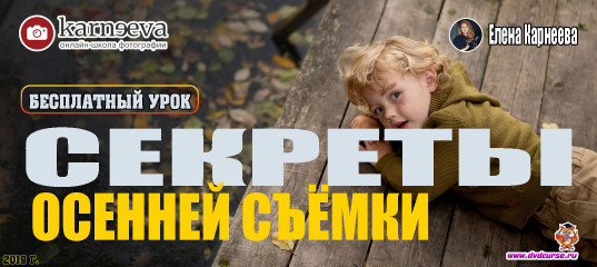 Бесплатный урок Секреты осенней съёмки (Елена Карнеева, Онлайн школа фотографии) Бесплатный урок Секреты осенней съёмки (Елена Карнеева, Онлайн школа фотографии)