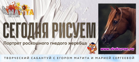 Мастер - класс Портрет роскошного гнедого жеребца акрилом - Мария Сергеева, Школа рисования Арт-Матита